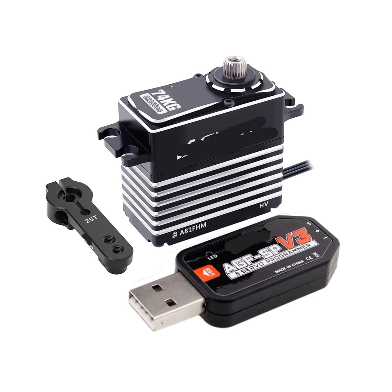 A81FHM 74KG Super Torque HV 4 Pole Brushless Motor Programmable Digital Servo Suitable for 1/8(A81FHM 74kg Set1)