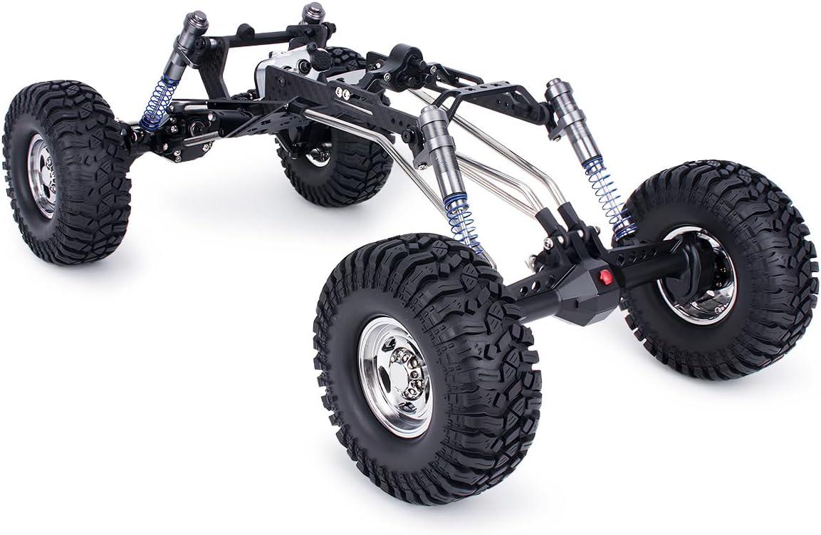 High Clearance Carbon Fiber LCG Chassis Kit with Transmission Shocks Absorbers for 1/10 RC Crawler Cheater Rigs SCX10 II (Full Chassis Kit)