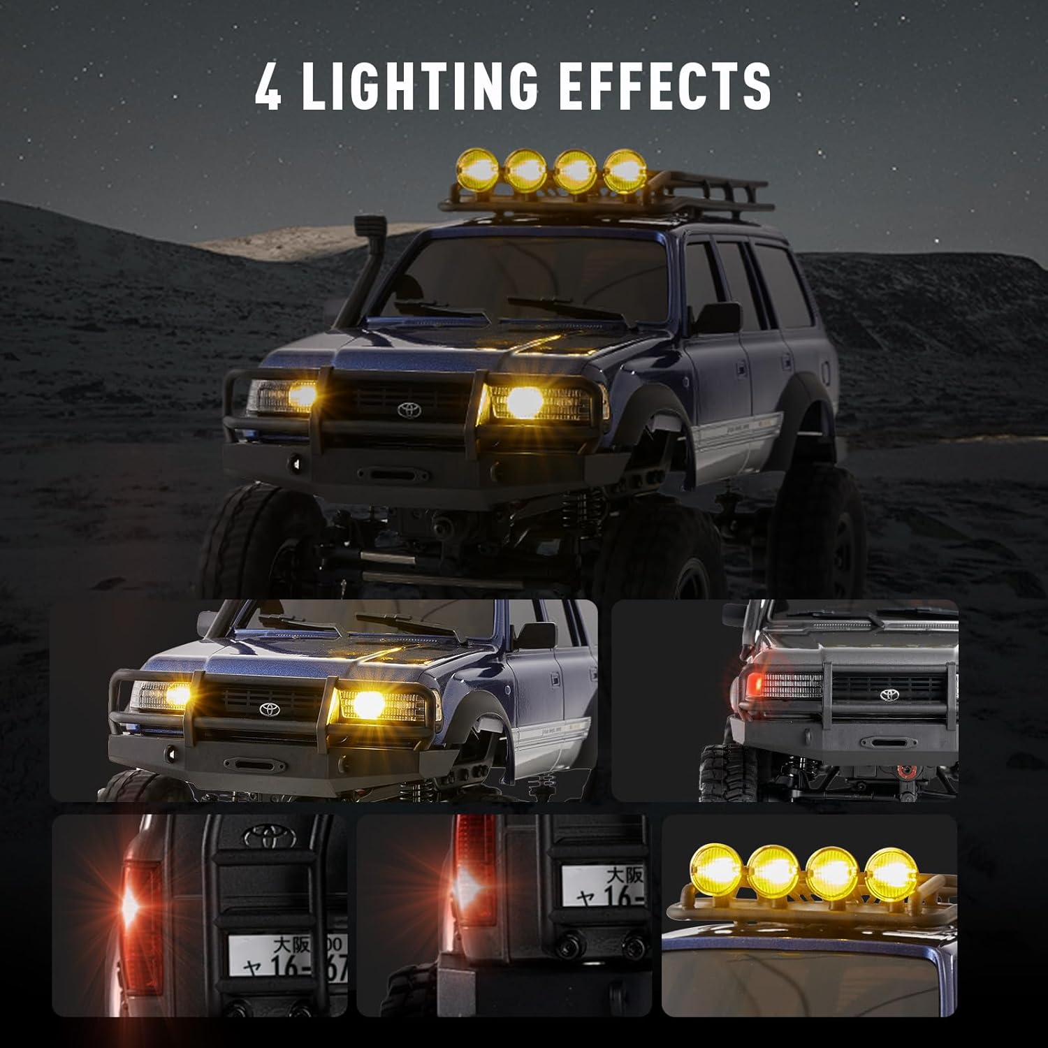 BEEZRC FMS RC Crawler 1/18 FCX18 Land Cruiser LC80 RTR Toyota Licensed 4WD RC Rock Truck 2.4Ghz 900mAh Hobby Grade RC Car Model Mini Remote Control Car Off Road Vehicle FMS11831RTRBU(Blue)