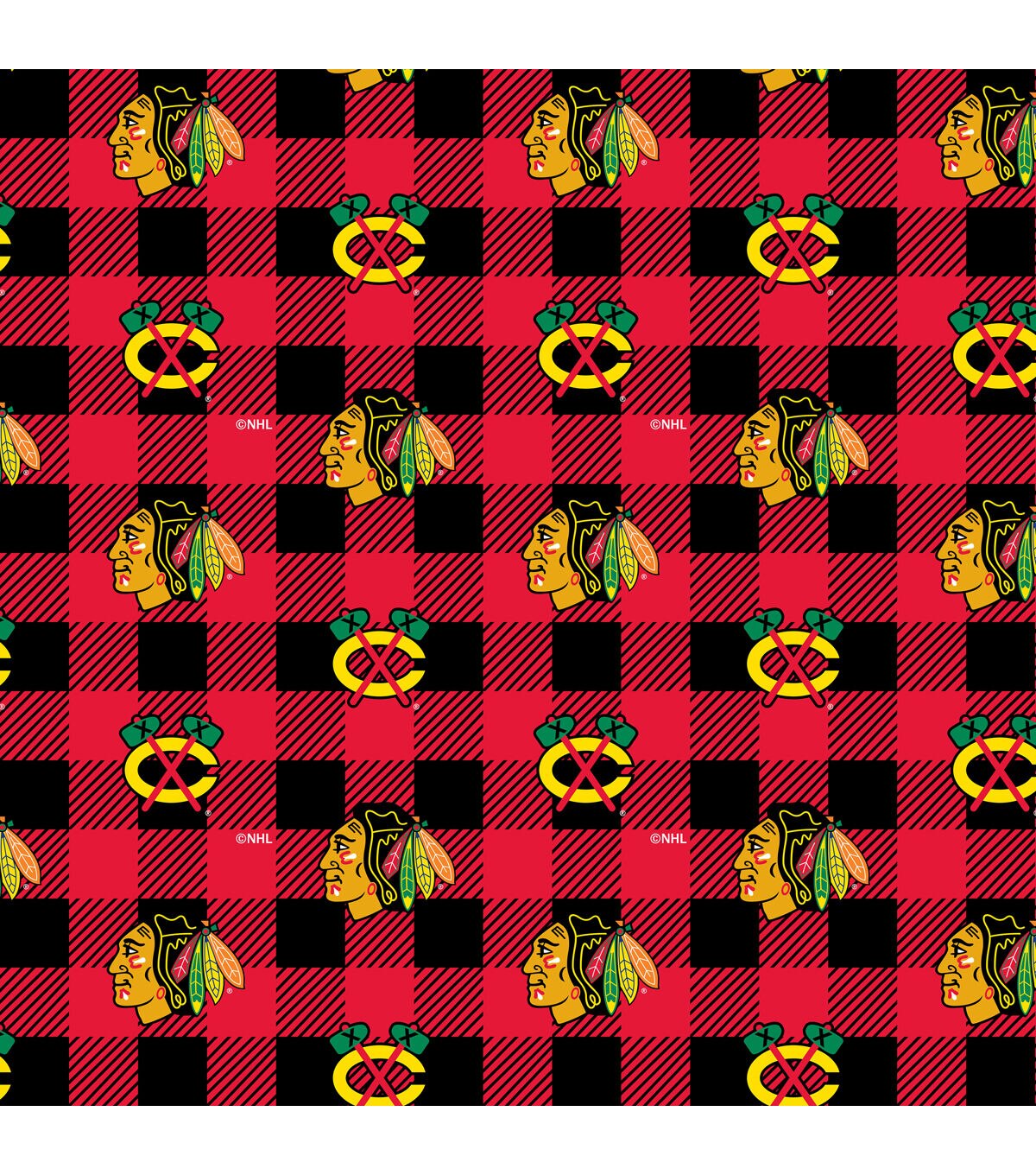 Chicago Blackhawks Fleece Fabric Buffalo Check