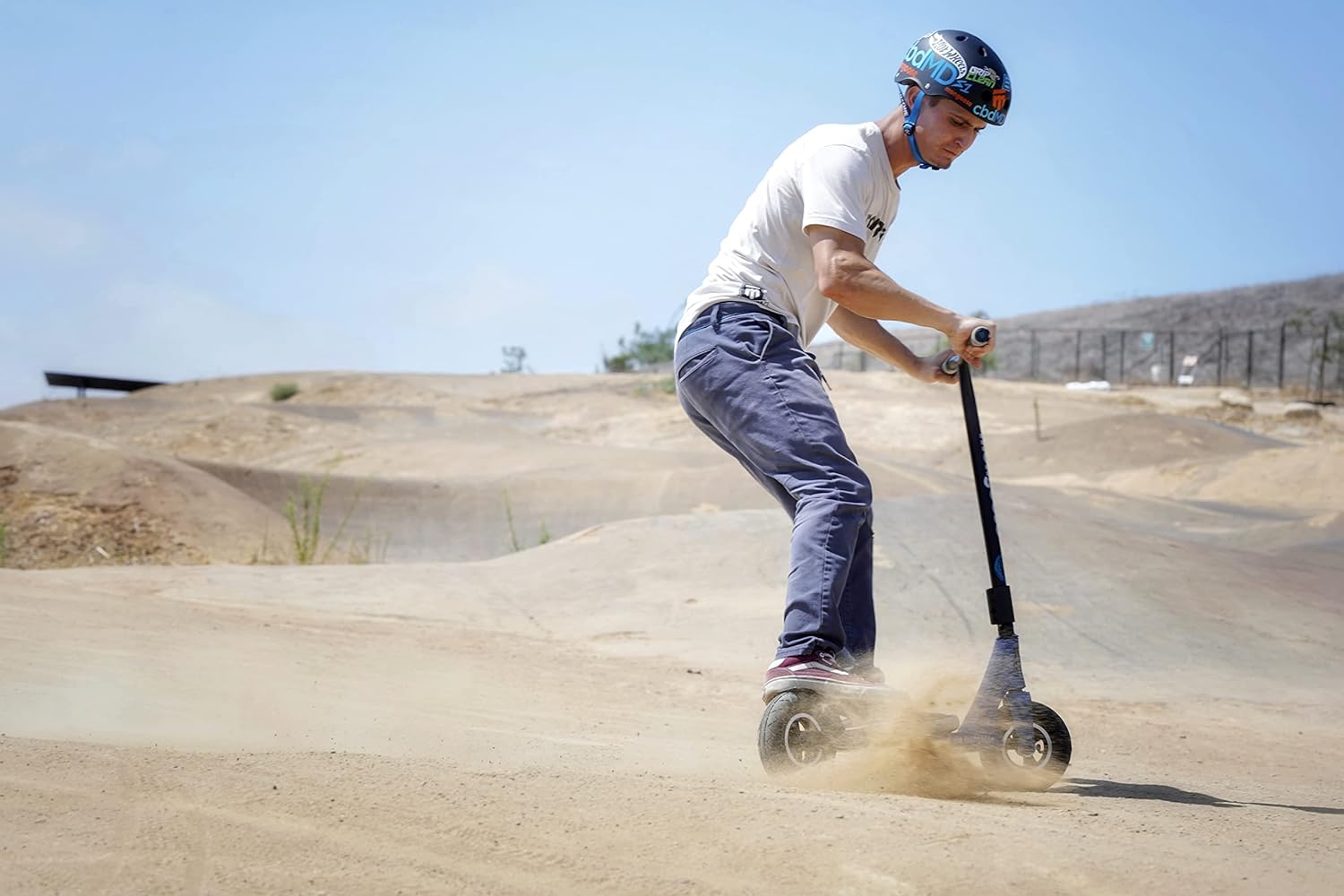 Mongoose Tread Kids and Adult Freestyle Dirt Scooter, 200mm Big Air Filled Tires, Great for Dirt and Gravel, Ages 8 Years and Up, Max Rider Weight 220 Pounds