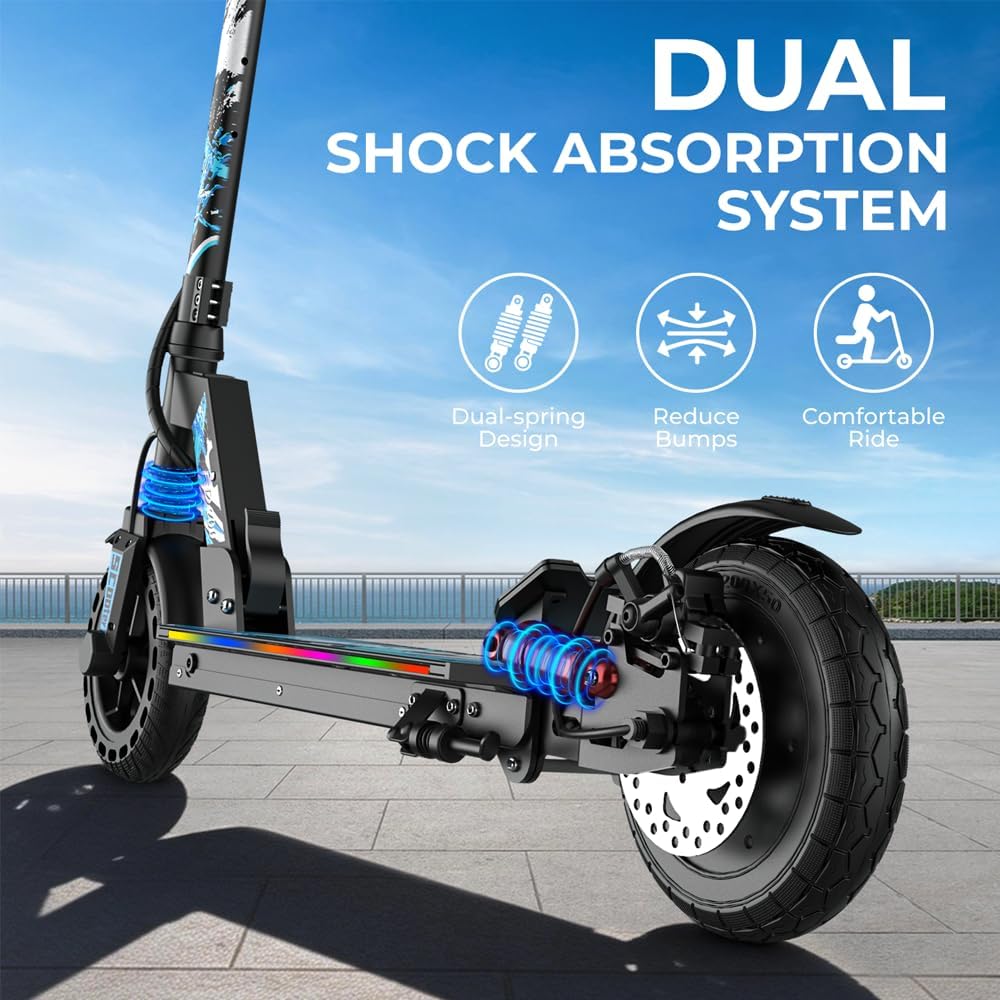 Electric Scooter for Adults, Teens& Big Kids with Dual Suspension, 350W Motor Up to 19Mph & 18 Miles, Maintenance-Free Honeycomb Tires, Smooth Commuting Escooter with Dual Braking & LCD Display