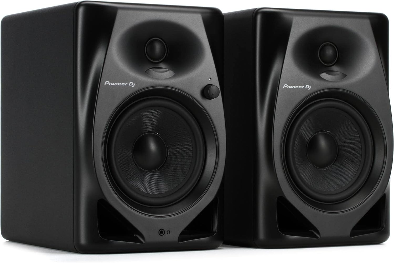 Pioneer DJ DM-50D 5-inch Active Monitor Speaker - Black & Gator Frameworks Desktop Clamp-On Studio Monitor and Speaker Stand - Set of 2 (GFWSPKSTMNDSKCMP)