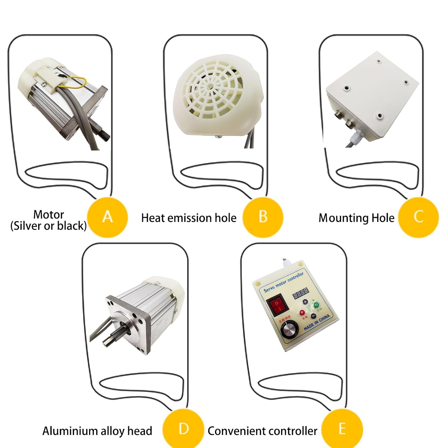 INTBUYING 110V Brushless Servo Motor Set Controller Driver 1100W Brushless Motor with Controller Servo Motor for Woodworking DIY