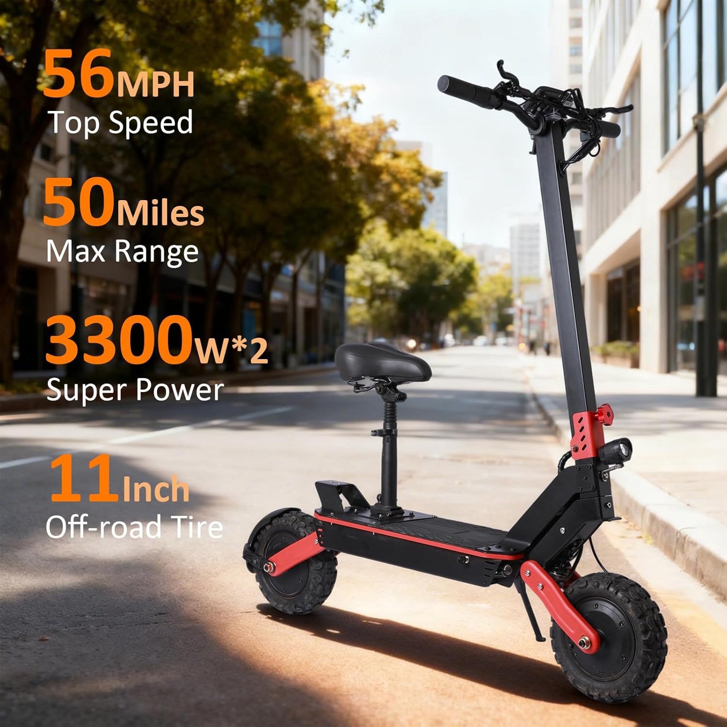 11 inch Off-Road Electric Scooter Dual Drive 6600W60V27AH Lithium Battery Intelligent Folding high-Power Small Electric Scooter