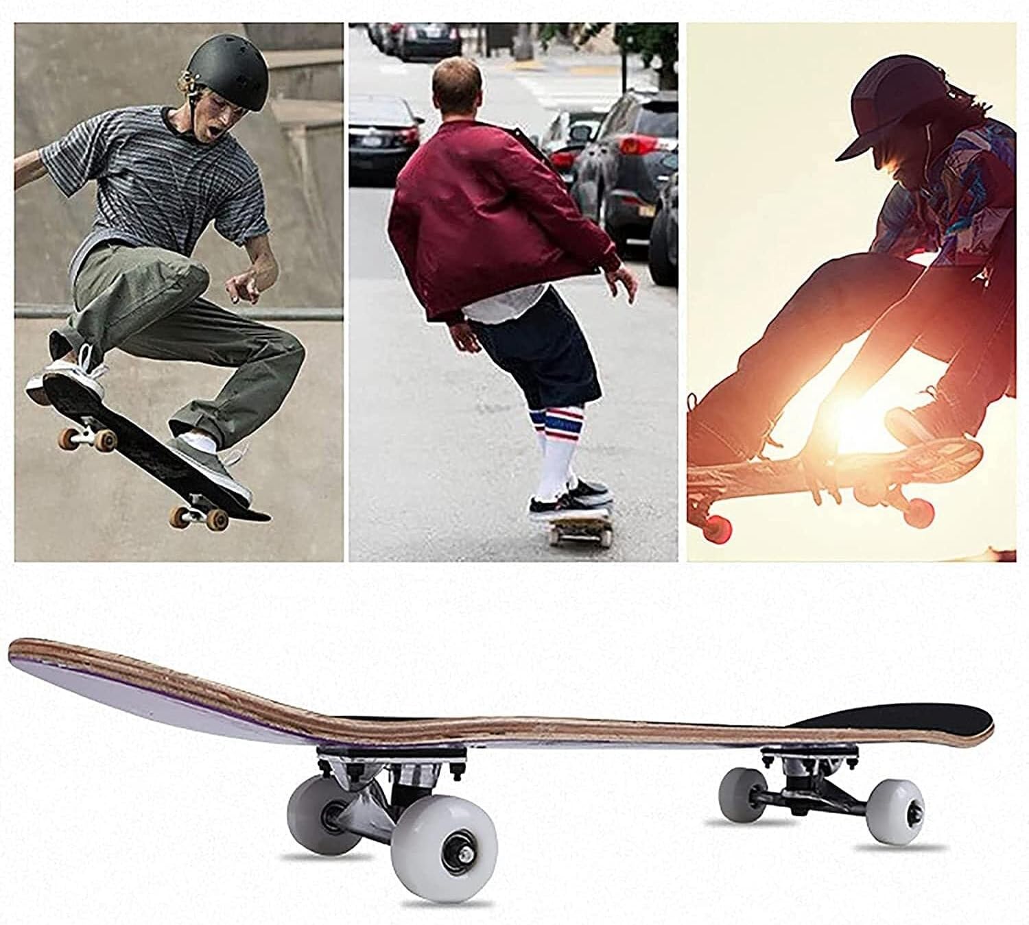 Four-Wheel Skateboard, 7-Layer Maple Deck, Beginner Professional Standard Double kickboard