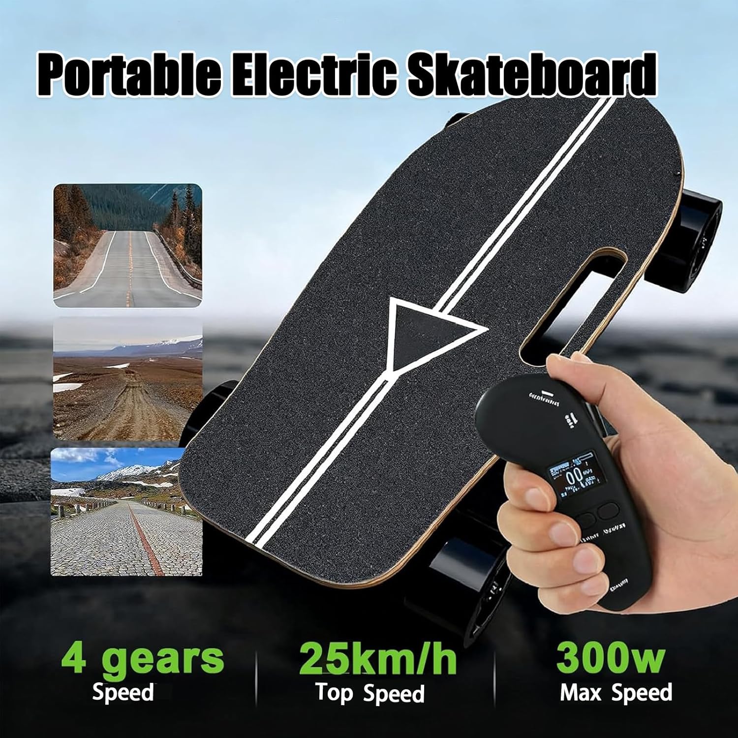 Skateboard 8km, 7-Layer Maple Deck,Smooth Braking,with Shock Absorption Wheels,Carry Handle,for Beginners,