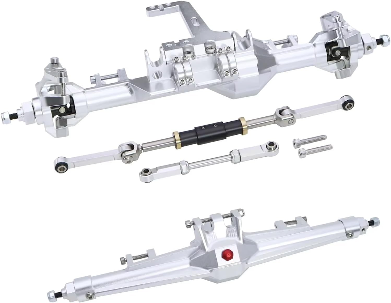 Rc Upgrade Spare For Vanquish H10 1/10 CNC Aluminum Front Rear Straight Axle Set Complete Axles RC Crawler Car Optic Upgrade Parts(Silver,Set)