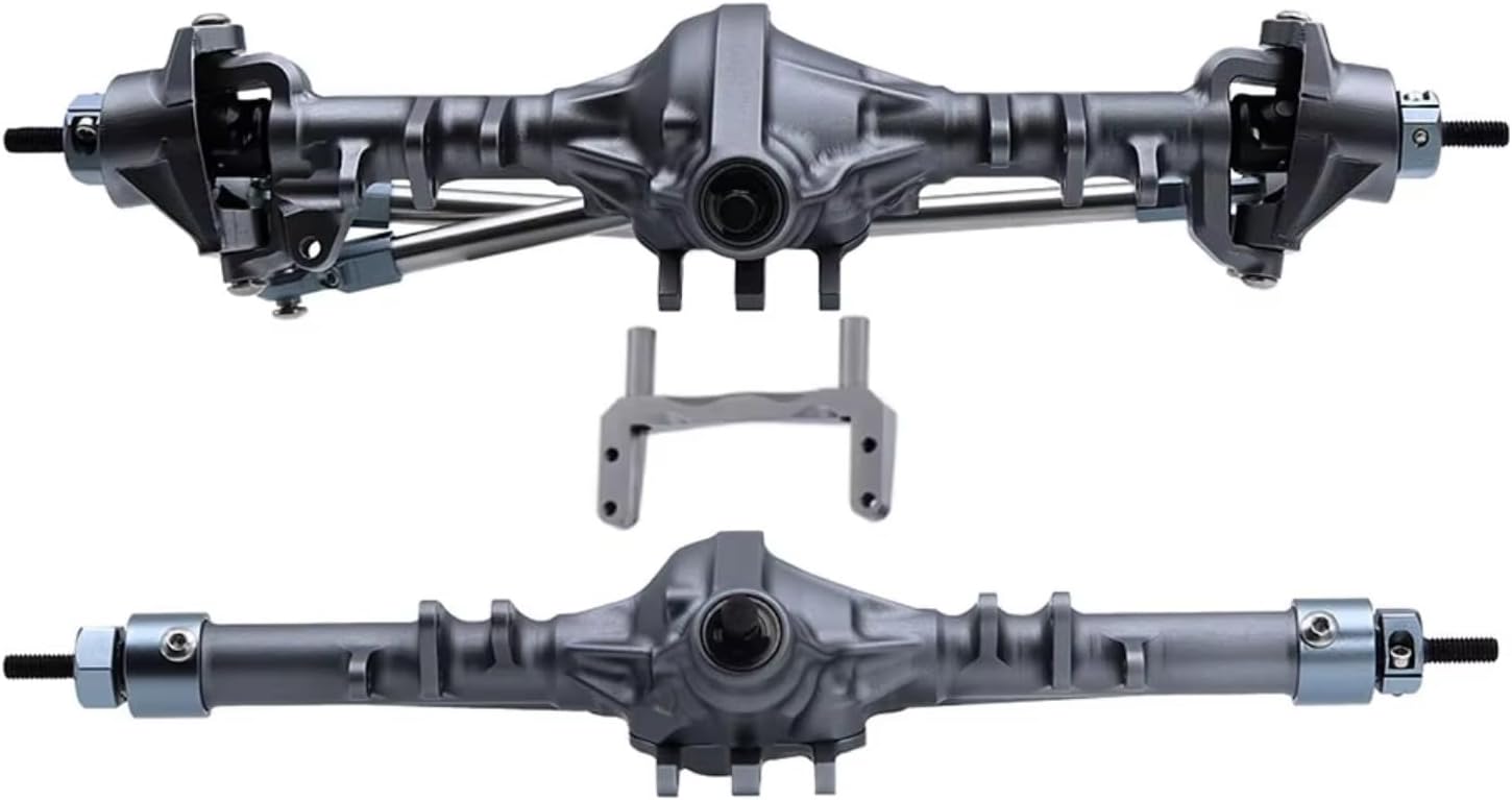 Rc Crawlers Axles For Axial For SCX10 II 90046 1/10 Integrated CNC Aluminum Front Rear Axle RC Crawler Rig Straight Complete Axles Upgrade Parts(Gray,1set)