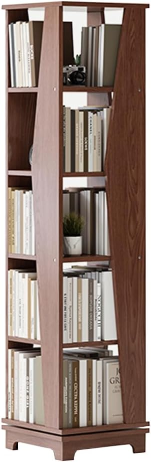 360° Rotating Bookshelf,4/5 Tier Vertical Bookshelf,Organiser,Solid Wood Corner Bookshelf,13in Chassis Bookcase Tower,Narrow Bookshelf,for Living Room and Study Room