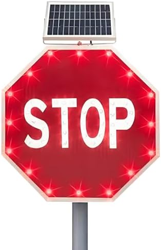 Solar-Powered Blinking Stop Sign - 24