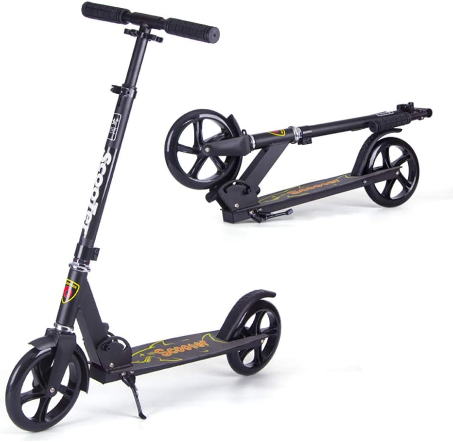 Foldable Adult Scooter, 3 Levels Adjustable Height, 2 Big Wheels Freestyle Kick Scooter with Foot Brake Disc Brake Pad for Teens Young Support 100KG Weight