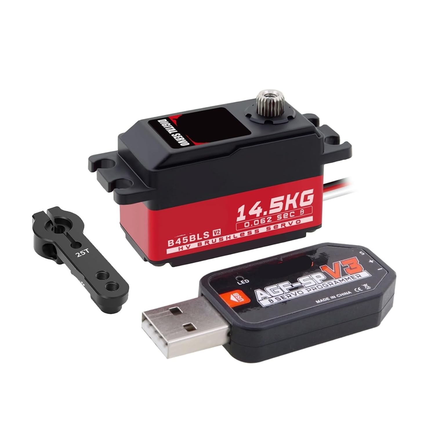 B45BLS V2 48g HV 2BB Steel Gear 14.5KG Brushless Low Profile High Speed ​​Servo Motor Suitable for 1/10 1/12 Scale(B45BLS V2 Set 2-01)