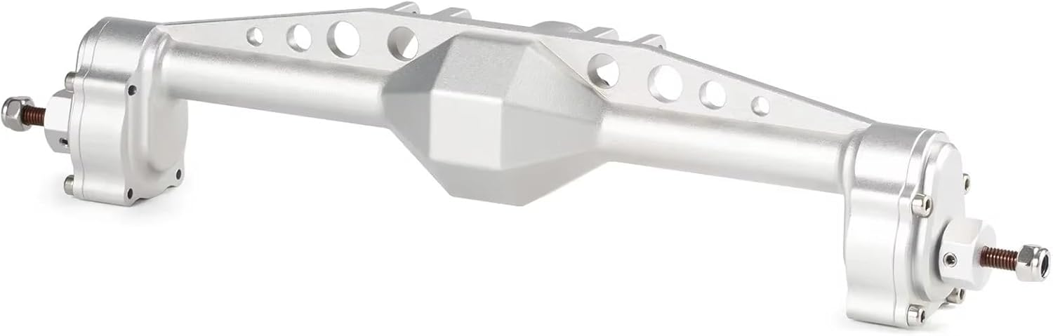 RC Car Front Rear Axle Compatible with H10 for Optic for Capra RC for Rock Crawler for LCG Cheater Rigs Machined Offset Portal Front Rear Axle with Servo Mount(Silver,Front and Rear)