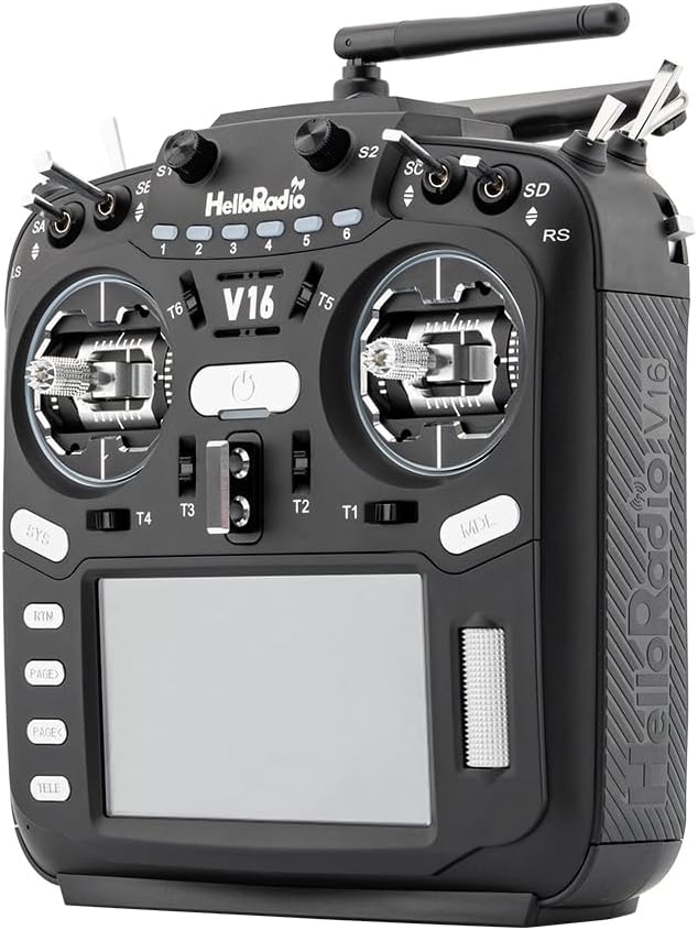 V16Max ELRS CNC Hall Gimbals Radio Transmitter, 16 Channels, 2.4G, Mode 2, for RC Drone (Black)