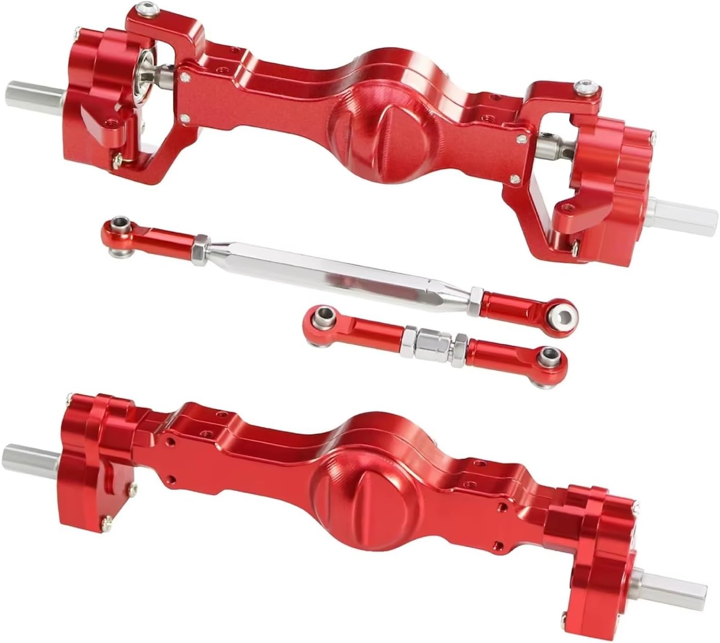Rc Crawlers Axles For WPL 1/16 C14 C24 B14 B24 B16 B36 C64 1/10 C74 Metal Front And Rear Axle RC Car Upgrade Parts Model Accessory Assemble(Red,1set)