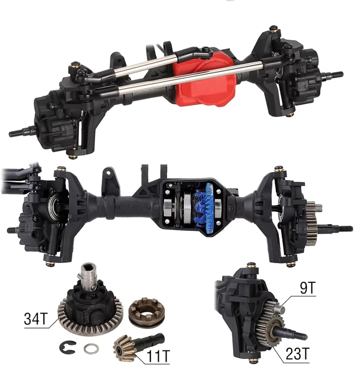 Rc Front Rear Axle for Traxxas for TRX-4 1/10 RC Car Portal Axles Front and Rear Axle with T-Lock Differential Axle RC Crawler for Climbing Car Upgrades Parts(Front and Rear Axles)