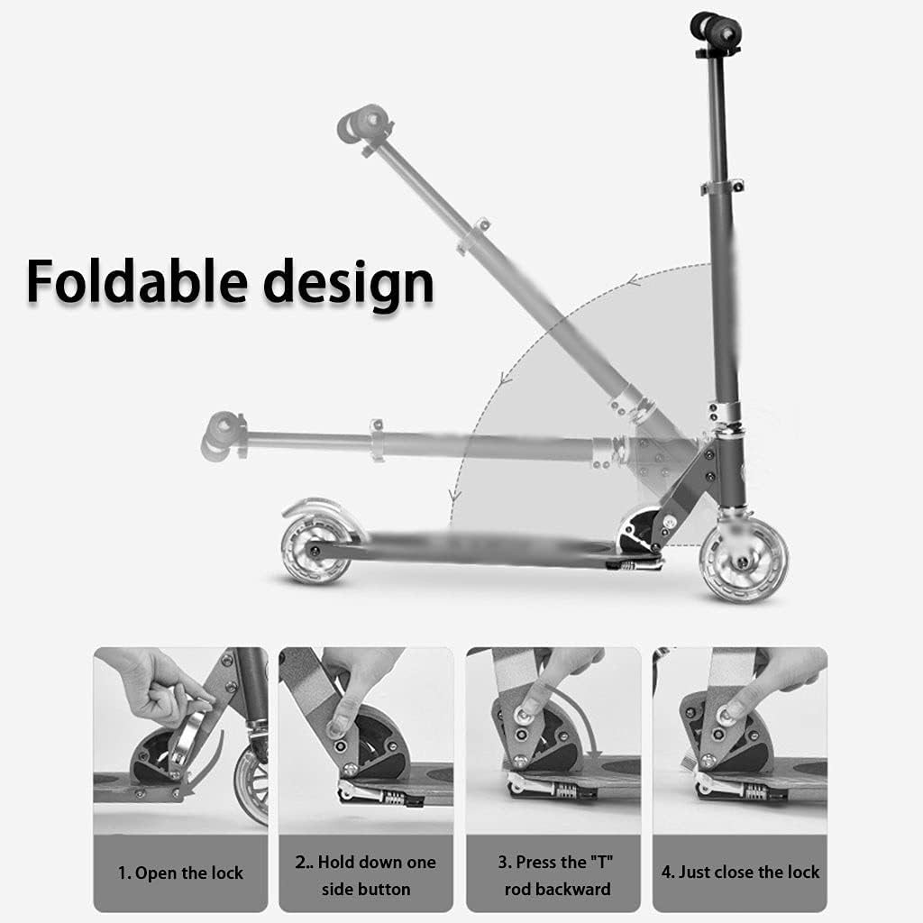 Scooters Folding Kick Scooter Retractable Youth Pro Scooter, Beginner 2 Wheel Kick Scooter, Lightweight Scooter (Color : Light Blue, Size : 71 * 38 * 63-93cm)