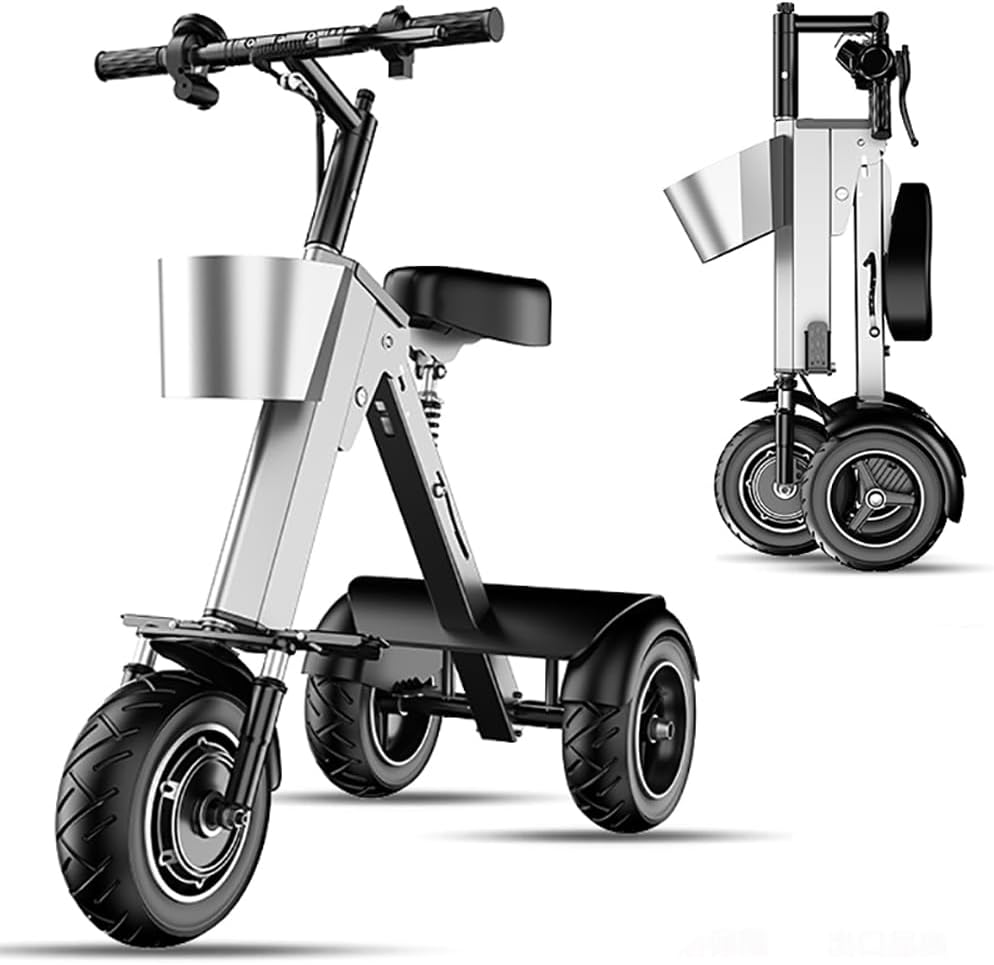 3 Wheel Electric Scooter for Adults,Folding Electric Trike Lightweight,450W Motor,Simple and Convenient to use,Foldable with seat Mobility Scooters for Seniors,Used for Commute and Travel