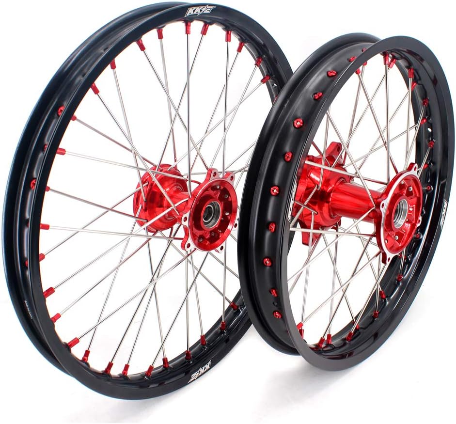 KKE 21-19 Cast Hubs For CRF250R 2014-2023 /CRF450R 2013-2023 /CRF450L 2019-2023 CRF450RL MX Wheels Rims Red Alloy Nipples