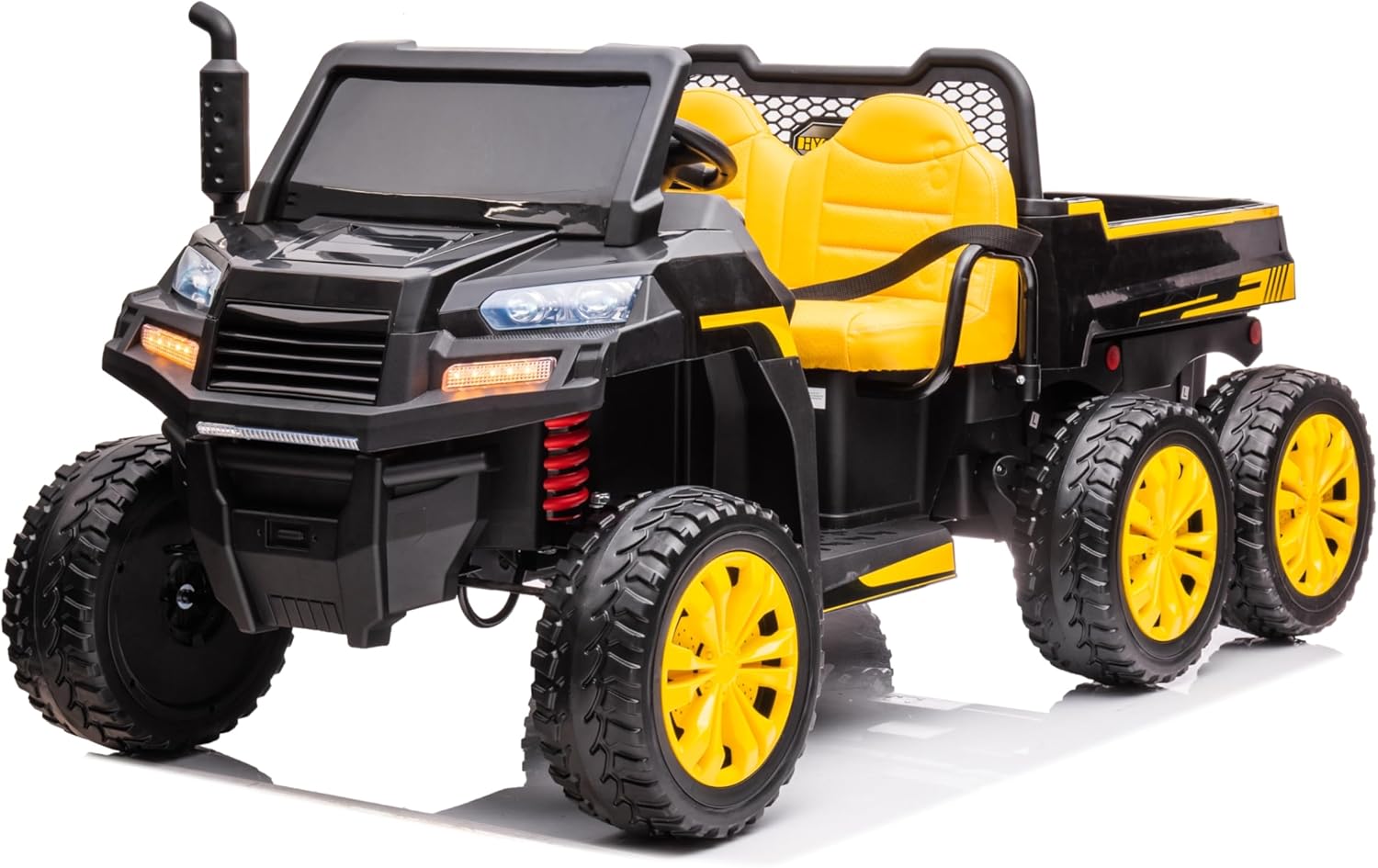 Freddo Toys 24V Battery Powered Kids Electric Ride On Car Off-Road Tractor Trailer 4x4 Toy with Parental Remote Control MP3 - USB - AUX Port LED Lights 2 Leather Seats and Eva Tires for 3+ Years