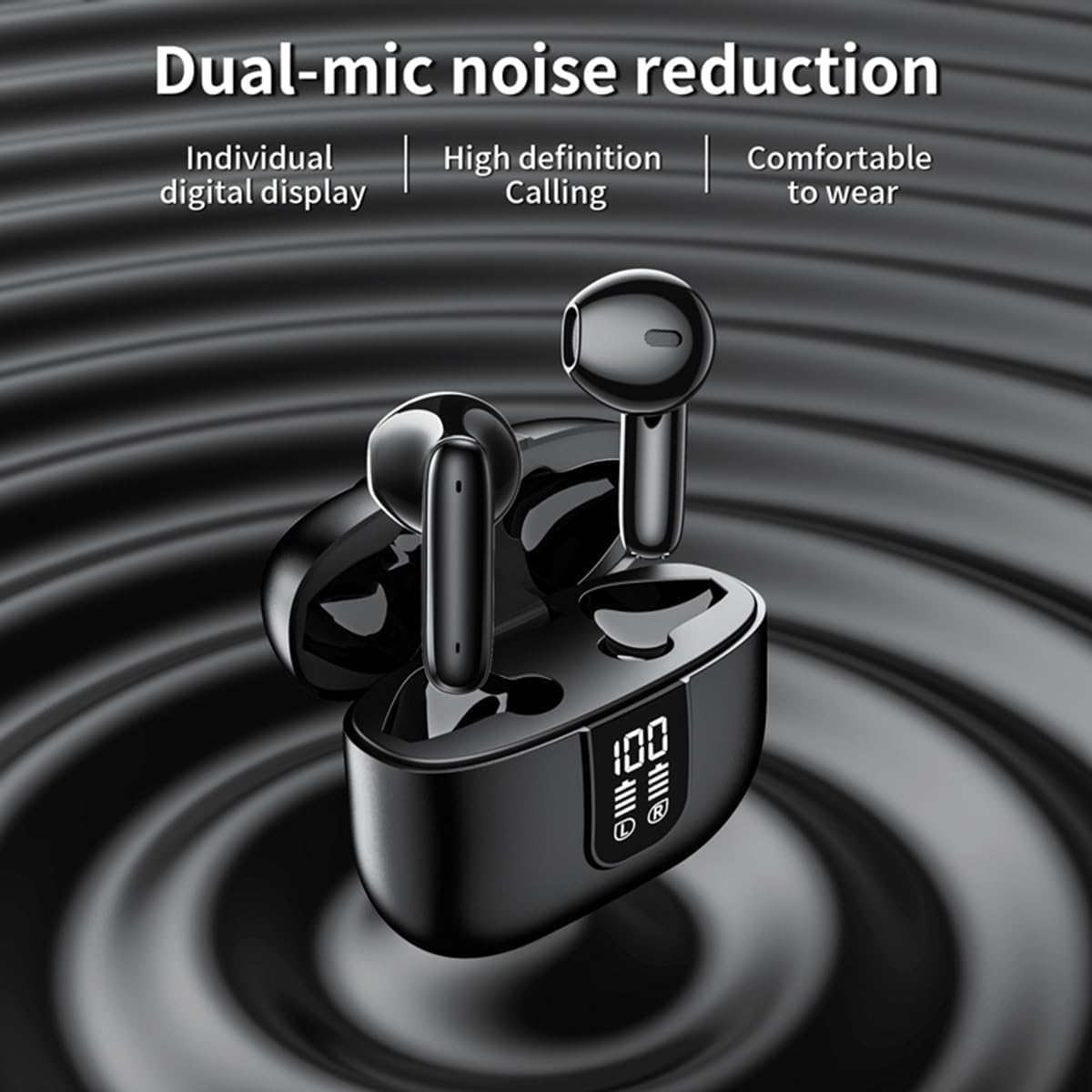 Wireless Earbuds Bluetooth 5.3 Headphones,LED Power Display Headphones Bass Stereo,ENC Noise Cancelling & Dual Microphone,20H Playtime for TV Smart Phone Laptop Computer Sports,White