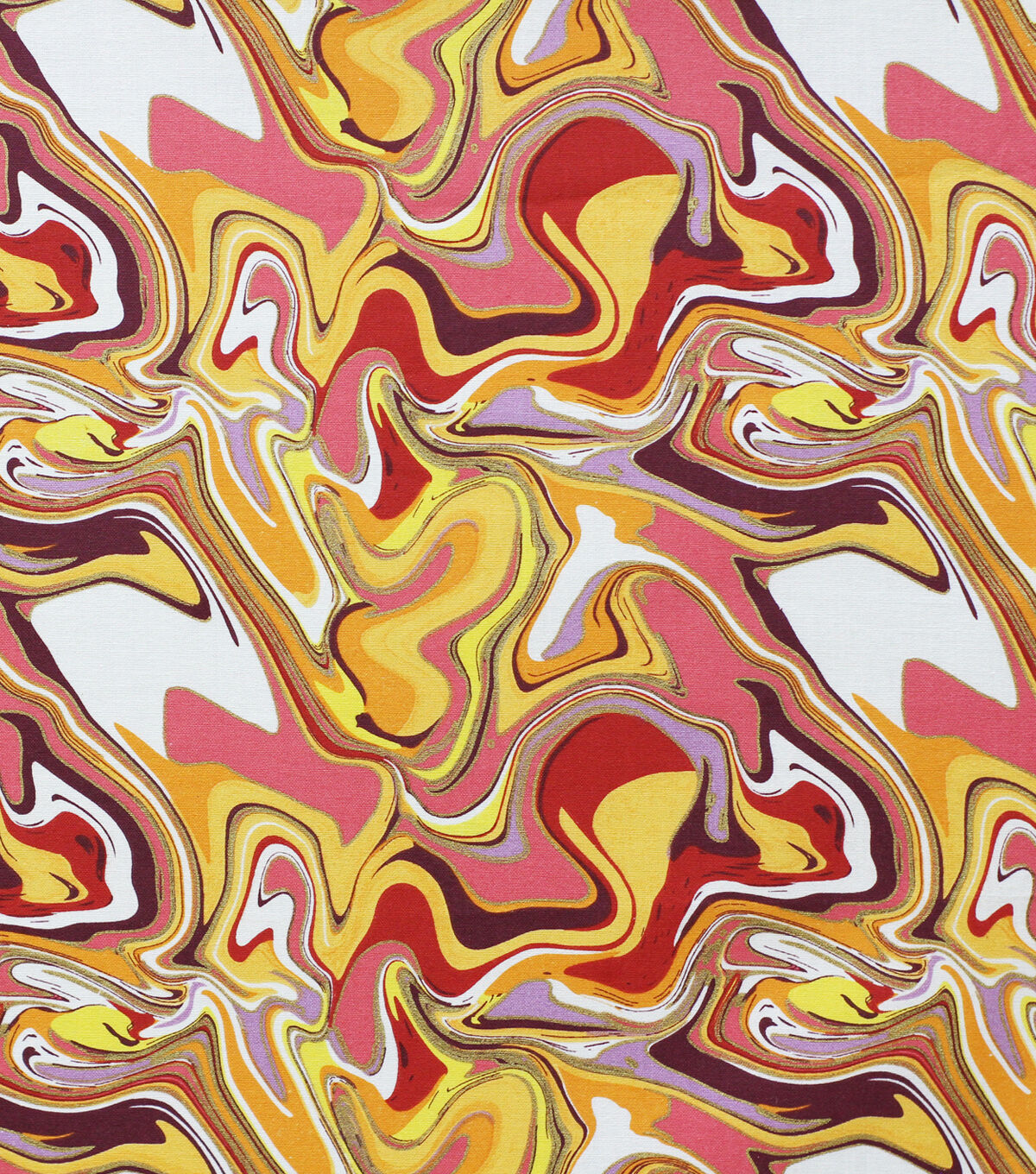 70s Pink & Yellow Marble Quilt Metallic Cotton Fabric by Keepsake Calico