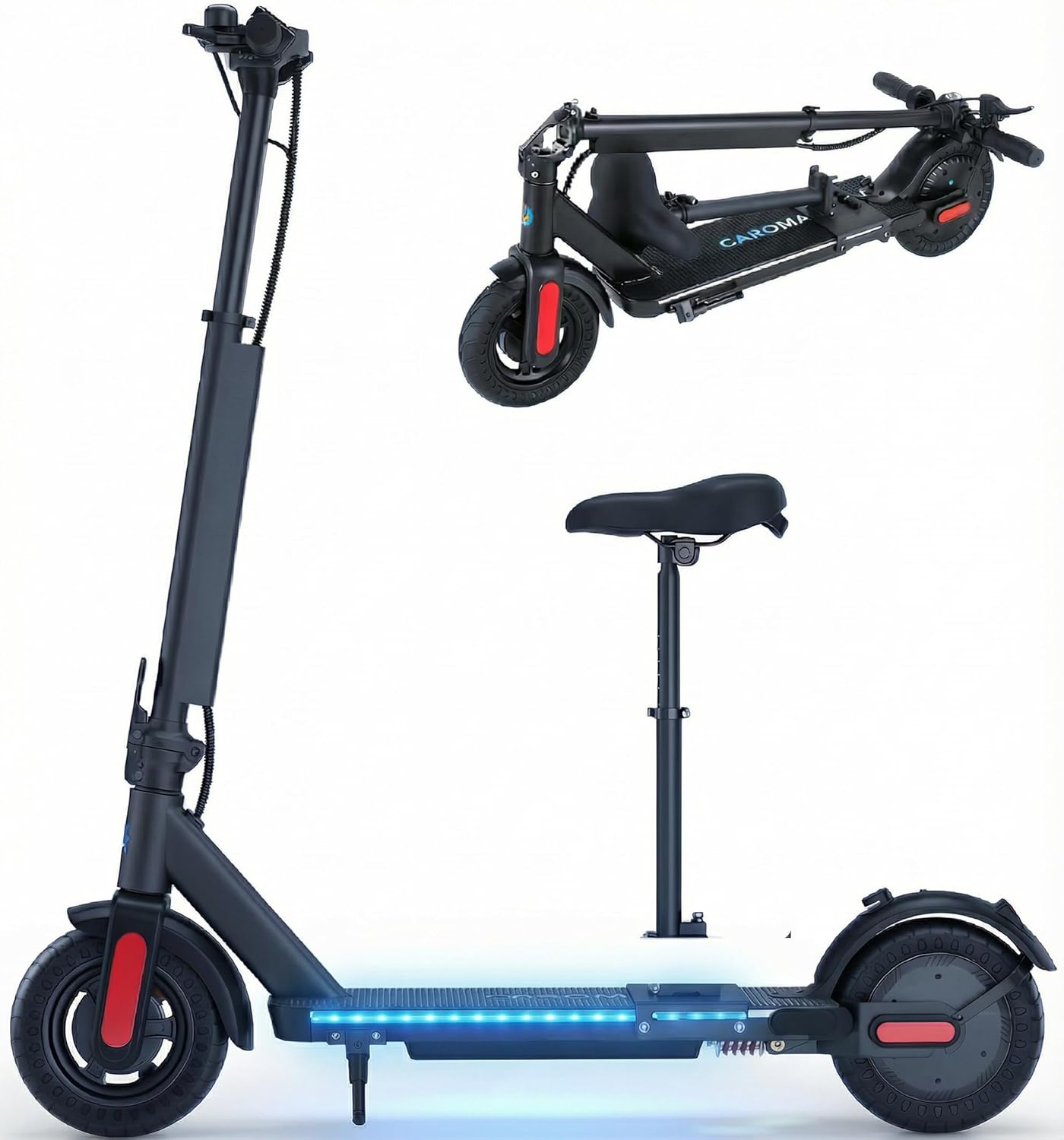Caroma Electric Scooter with Seat Option,500/350W Motor Up to 25/20 Miles Range & 25/20 MPH Speed,9