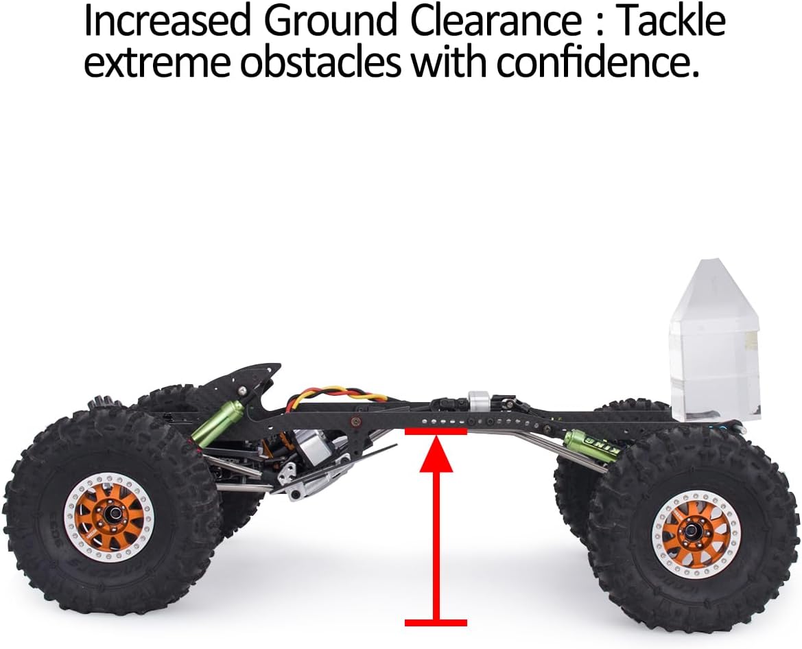 Carbon Fiber Frame Rail LCG Chassis Kit with Ultralight Portal Transmission Skid Plate for 1/10 RC Crawler Comp Rigs SCX10 Capra (Chassis Kit B)