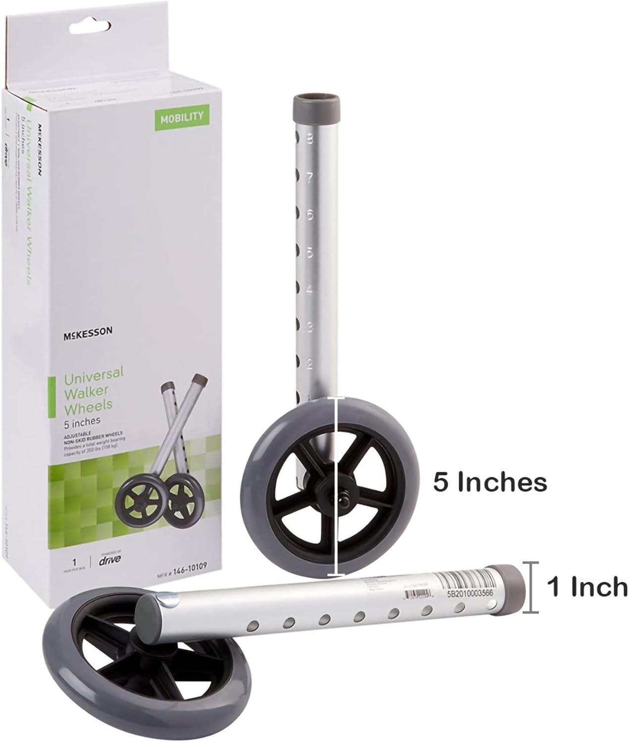 McKesson Universal Walker Wheels, Adjustable, 5 in Caster Wheels, 25 Pairs