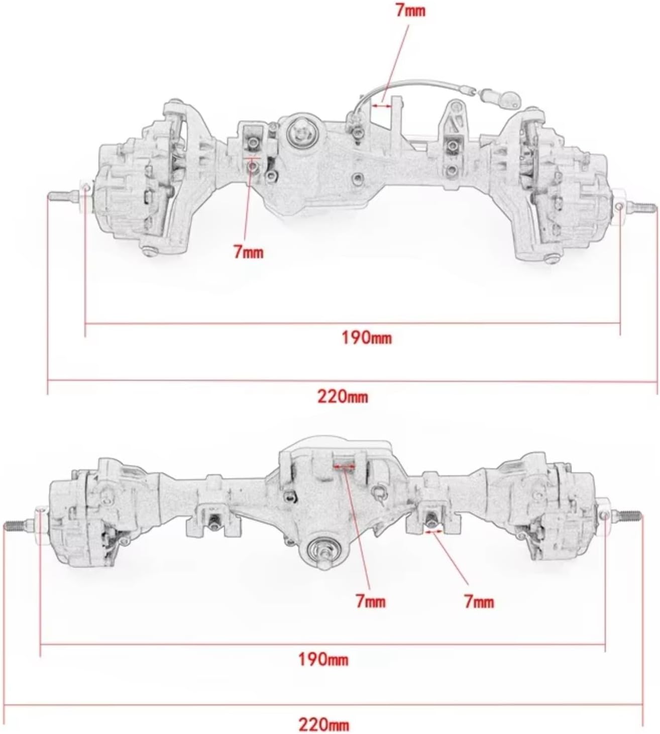 Rc Front Rear Axle for TRX-4 1/10 Rc Crawler Car Upgrade Parts Axle Complete Front Rear Differential Portal Axle with T-Lock