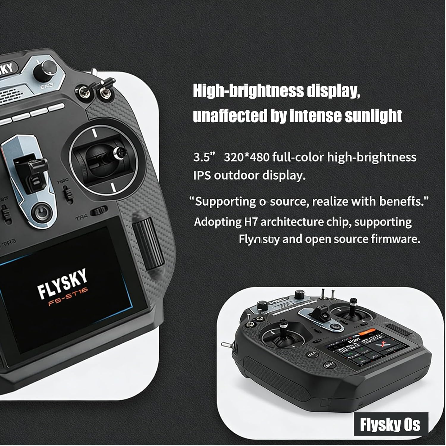 2.4GHz 16CH Radio Transmitter with Receiver, 3.5 Inch IPS Screen Remote Controller for RC Car Boat Airplane, Left Hand Throttle