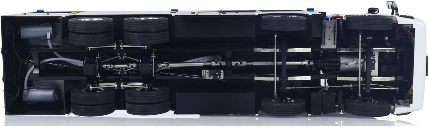 SC 8x4 1/14 Metal Chassis RC Snozzle High-Reach Extendable Turret Fire Truck Car Two-Speed Transmission Differential Lock Light Sound System Hobby Grade Model for Ages 14+