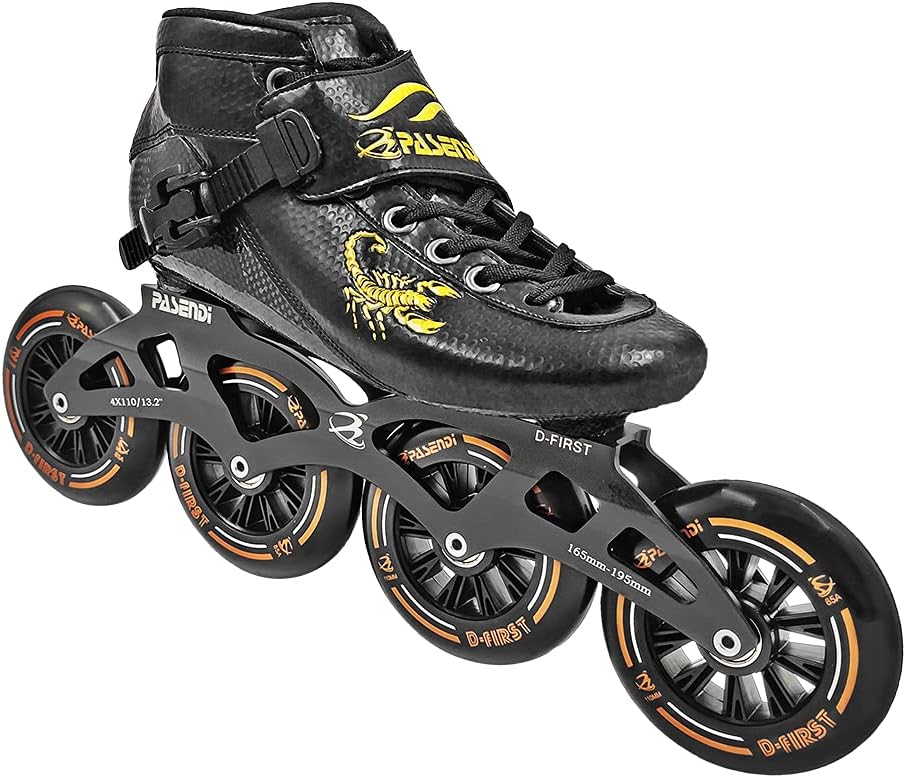 Professional Carbon Fiber Speed Skates Adult Men's and Women's Skates 4-Wheels Single-Row Speed Inline Skates Shoes Black Inline Skate Shoes