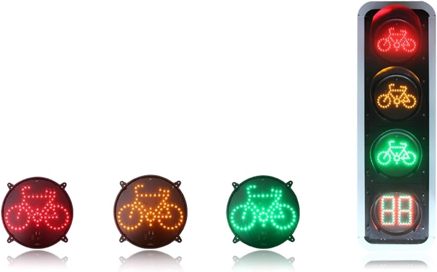 LED Red, Yellow and Green Bicycle Countdown Road Traffic Lights Non-Motor Vehicle Traffic Lights,Traffic Control Equipment (Unit Countdown)