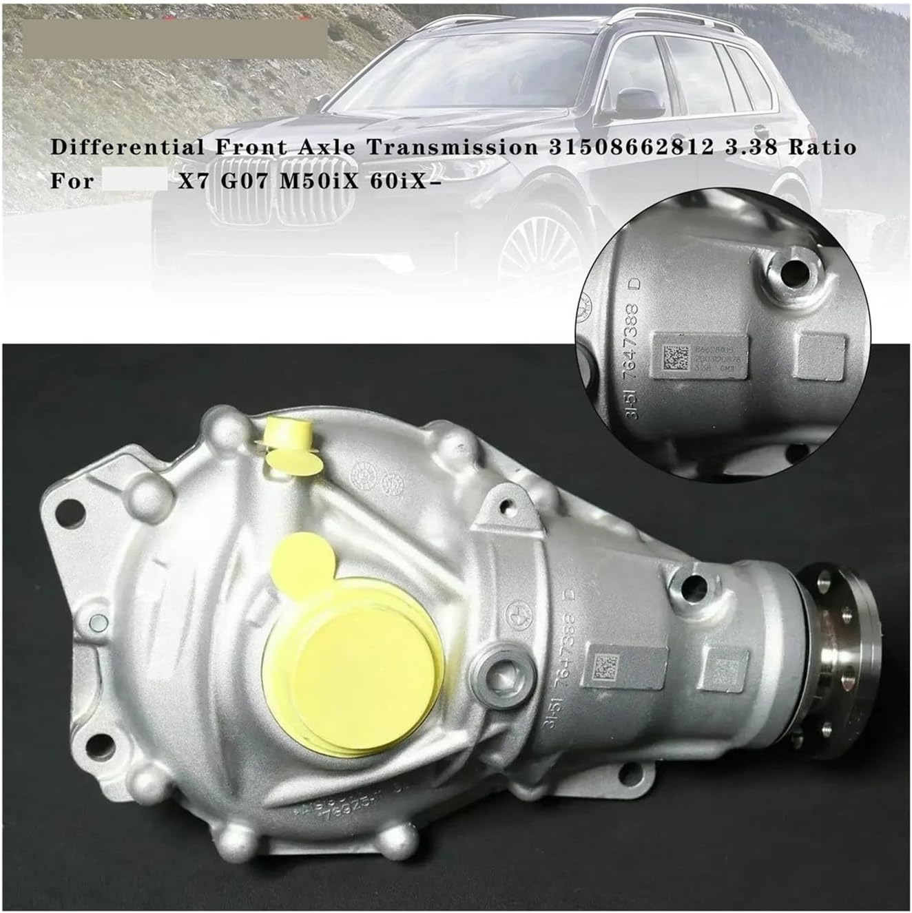 Differential Front Axle Transmission 3.38 Ratio Compatible For BMW X7 G07 M50iX 60iX- Car Accessories