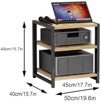PPOIUYK HiFi Racks4/5/6 Tier Media Storage Cabinet Adjustable AV Media Stand Wooden Shelves Stereo Rack AV Cabinet Audio Video Components Cabinet Home Corner Media Center(Natural