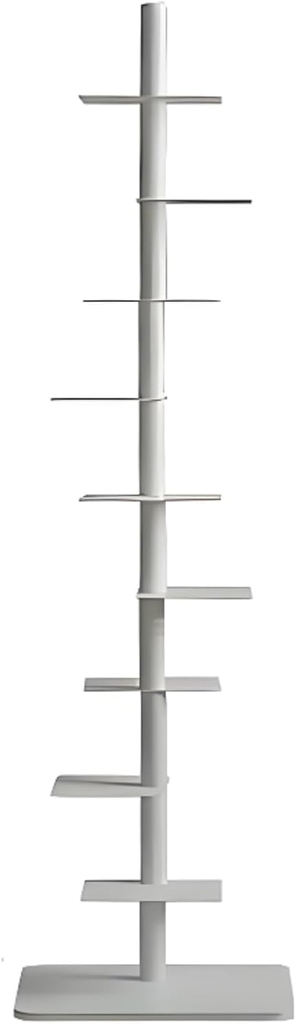 AYHARYLH 9-Tier Metal Spine Bookshelf - Tall Narrow Bookcase, Multipurpose Corner Bookshelf, 4 Adjustable Angles, Tall Open Shelf Display Storage Organizer for Study Room,Living Room,Office,Bedroom