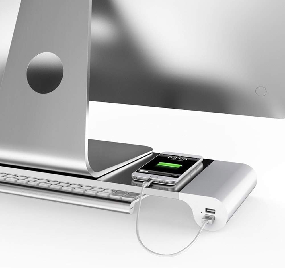 Monitor Stand Riser Monitor Mount Desk Monitor Stand with 4 USB 3.0 Charging Port Monitor Riser for Laptop/TV Printer/Fax Machine/Computer/iMac/MacBook