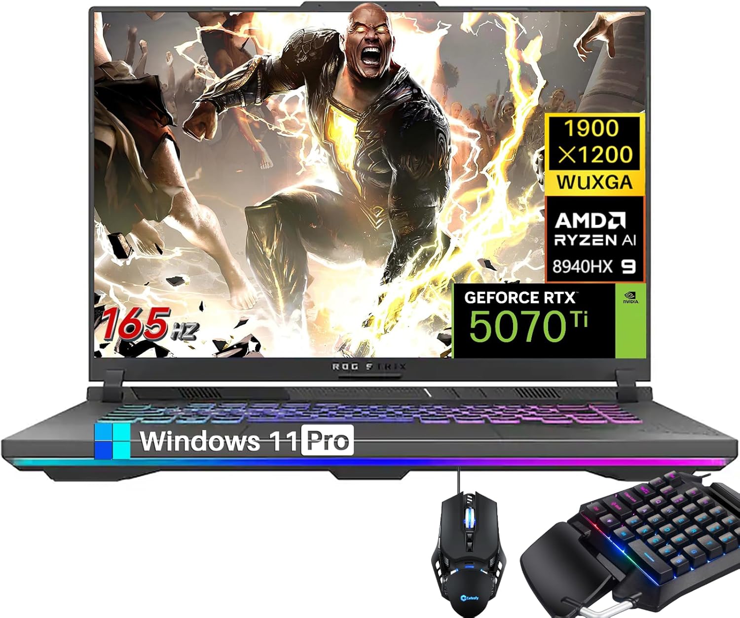 ASUS ROG Strix G16 Gaming Laptop, Ryzen 9 8940HX (16 Cores, 32 Threads, Up to 5.3GHz), NVIDIA RTX 5070Ti 12GB GDDR7, 64GB DDR5, 4TB SSD, 16