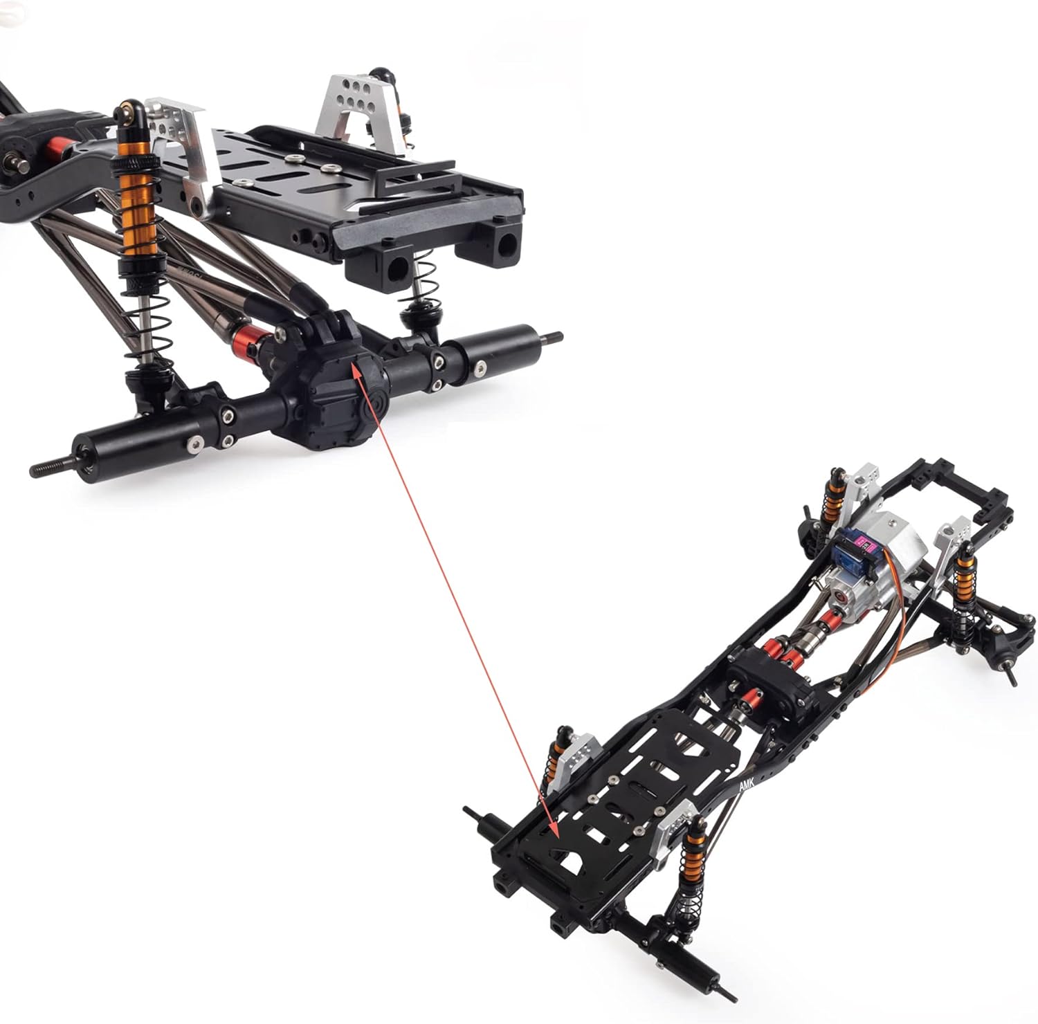 Chassis Frame Set Wheelbase 313mm with 2 Speed Transmission Reversed Front Axle for 1/10 RC Crawler Axial SCX10 II 90046 EX86100