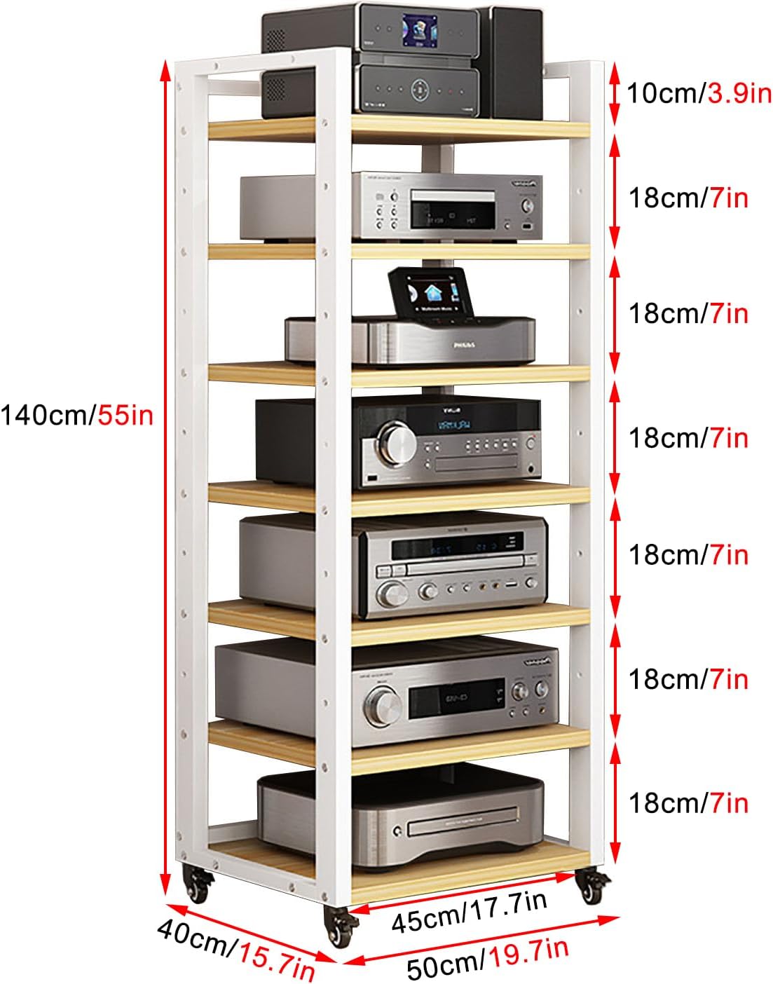 OMKUOSYA 7-Tier Heavy Duty Audio Component Rack