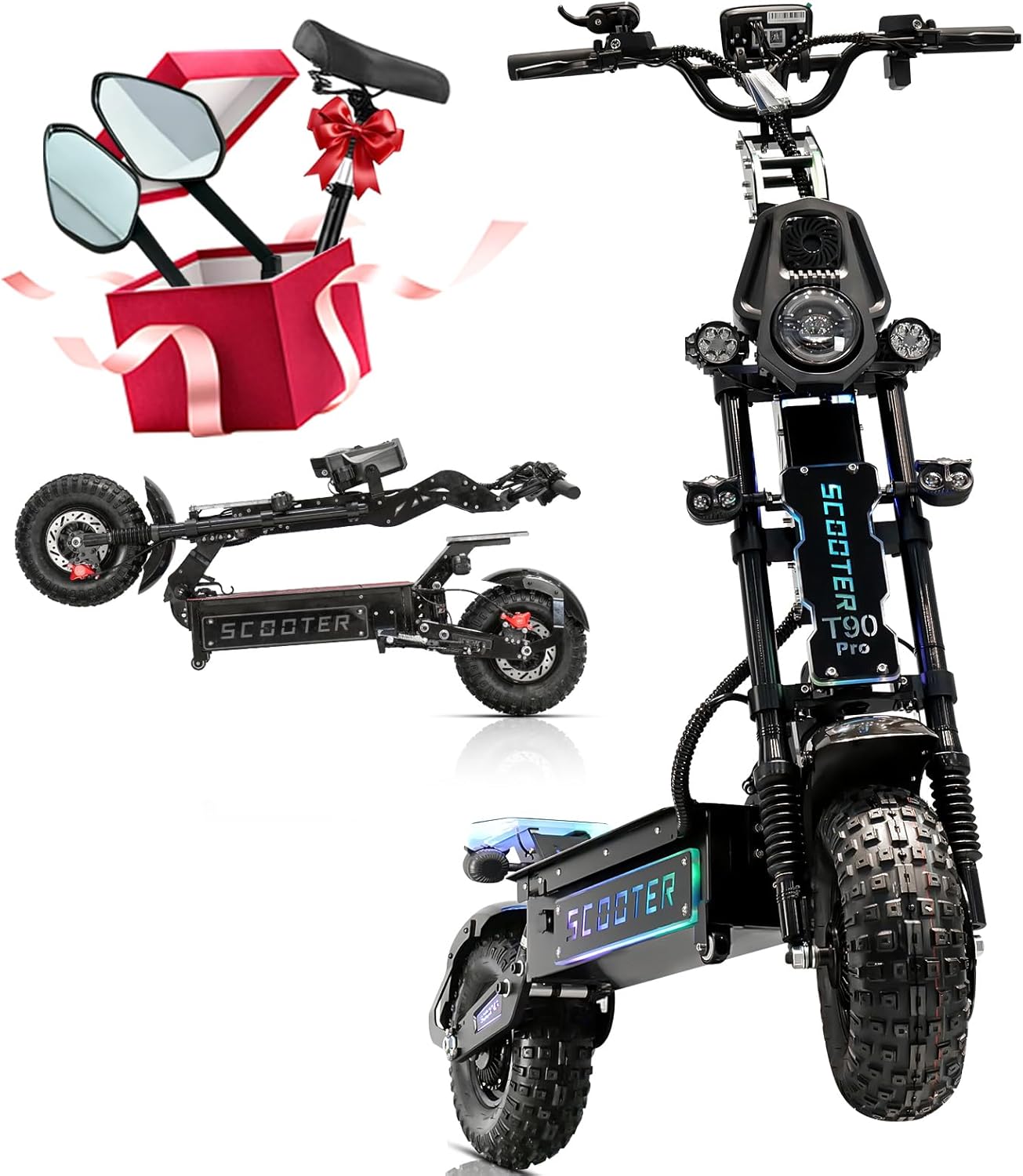 T90 Pro Electric Scooter for Adults, 10000W Dual Motor, 68 MPH Max Speed, 72V Removable Battery, 14