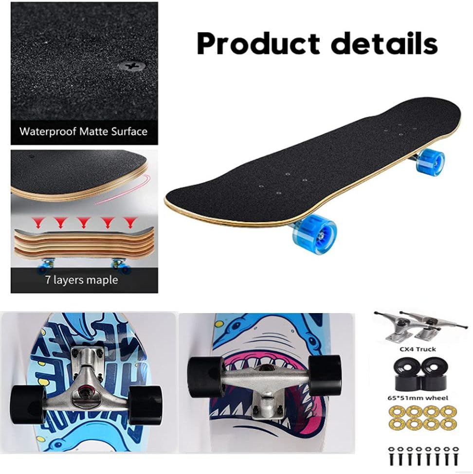 Skateboard, Long Boards Skateboard, Complete Board 31 X 8 Inch Skateboards with, for Children, Adolescents and Adults, Load 150kg,b