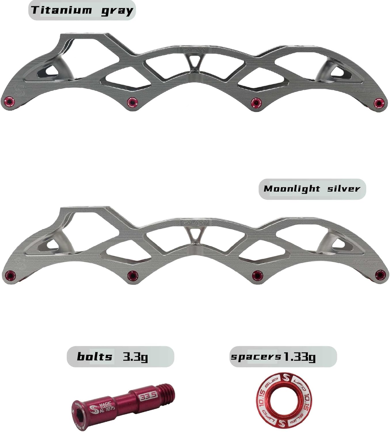 Galaxy 7075 Aluminum Inline Speed Skating Frame, CNC Machined Racing Frame, 4x110mm, 13.2in/195mm Mount, Ultra Lightweight Competition Design