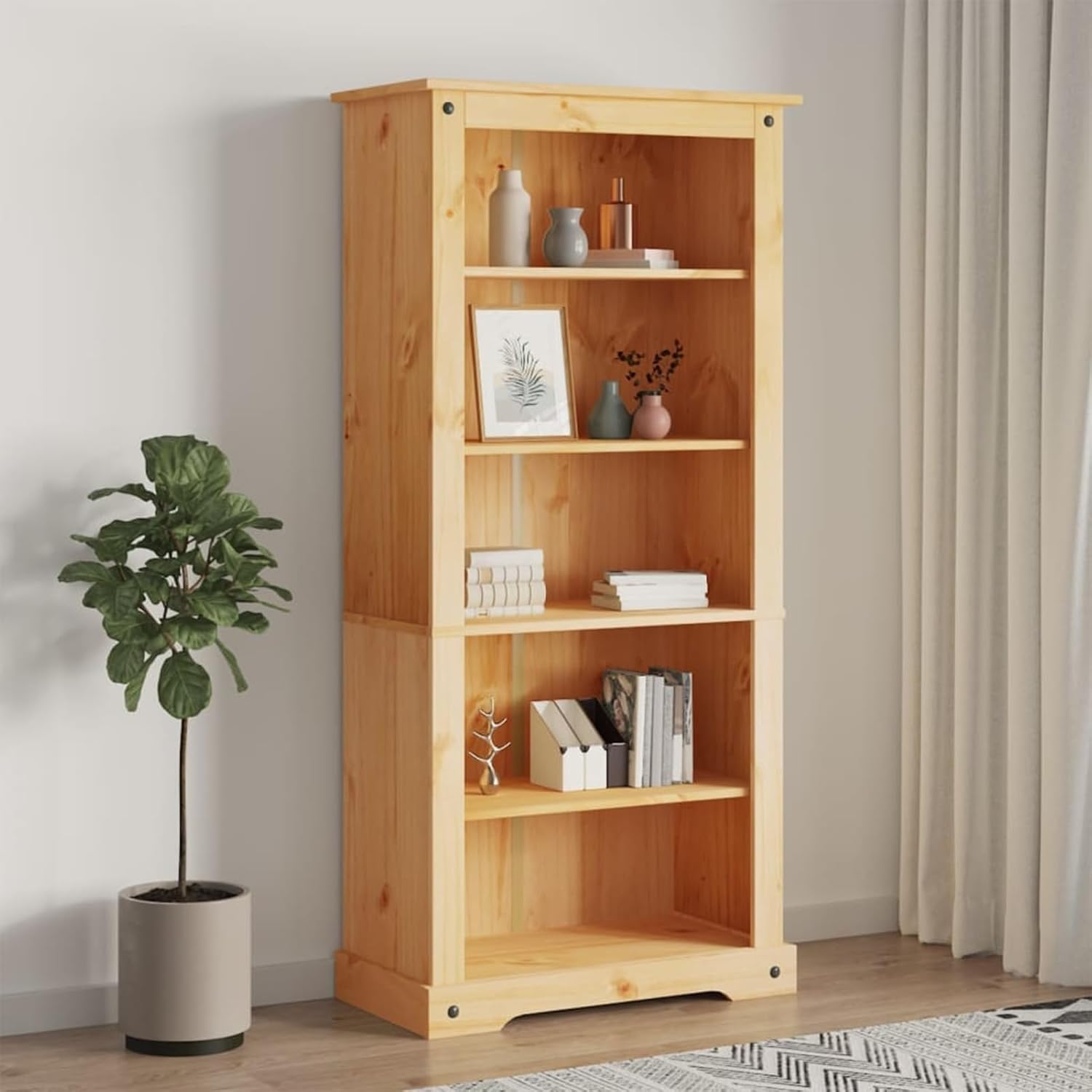 qiangxing 5-Tier Bookcase Office Furniture Bookshelf for Bedroom Bookshelve Office Bookcase Mexican Pine Corona 31.9