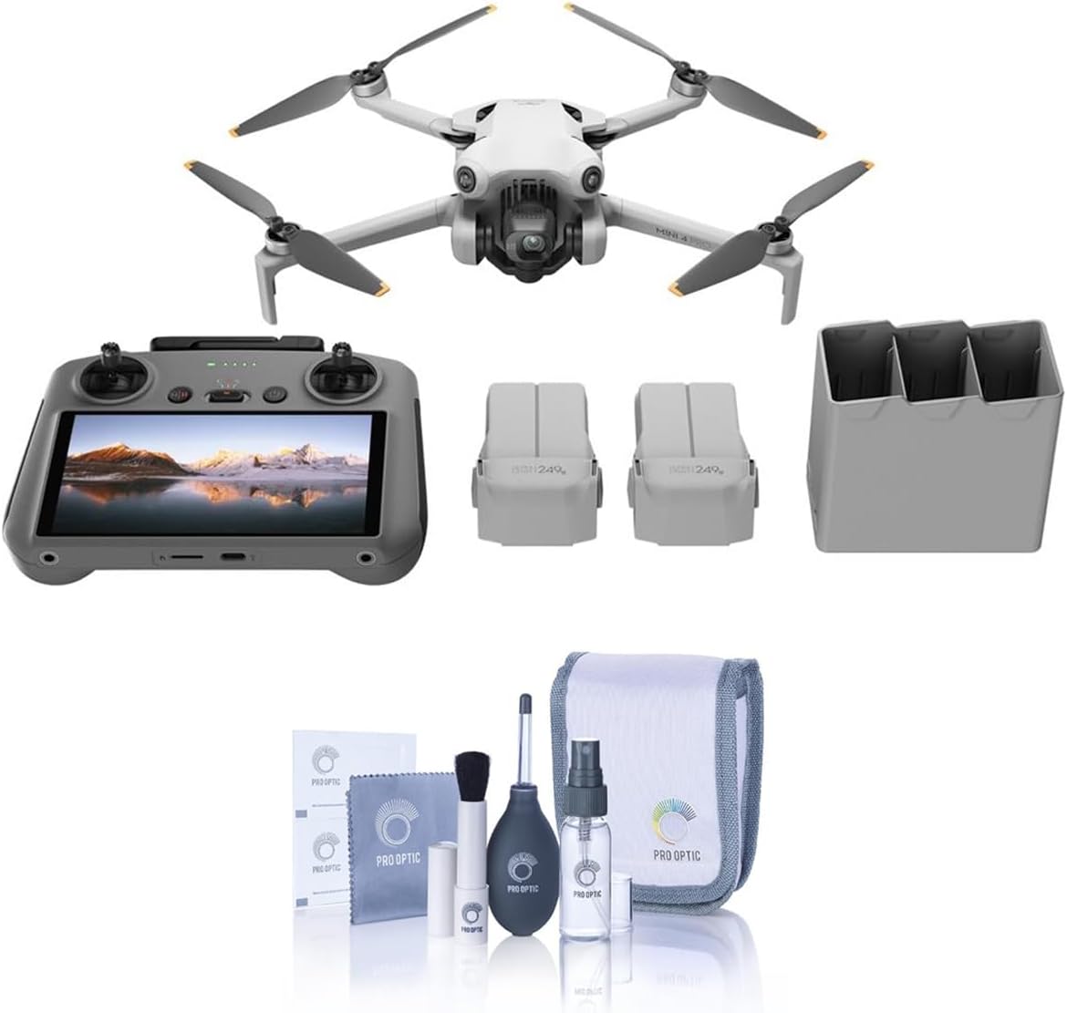 DJI Mini 4 Pro, Folding Mini-Drone with 4K HDR Video Camera for Adults, Under 0.549 lbs/249 g, 34 Mins Flight Time, 20 km Max Video Transmission Distance, Omnidirectional Vision Sensing (DJI RC 2)