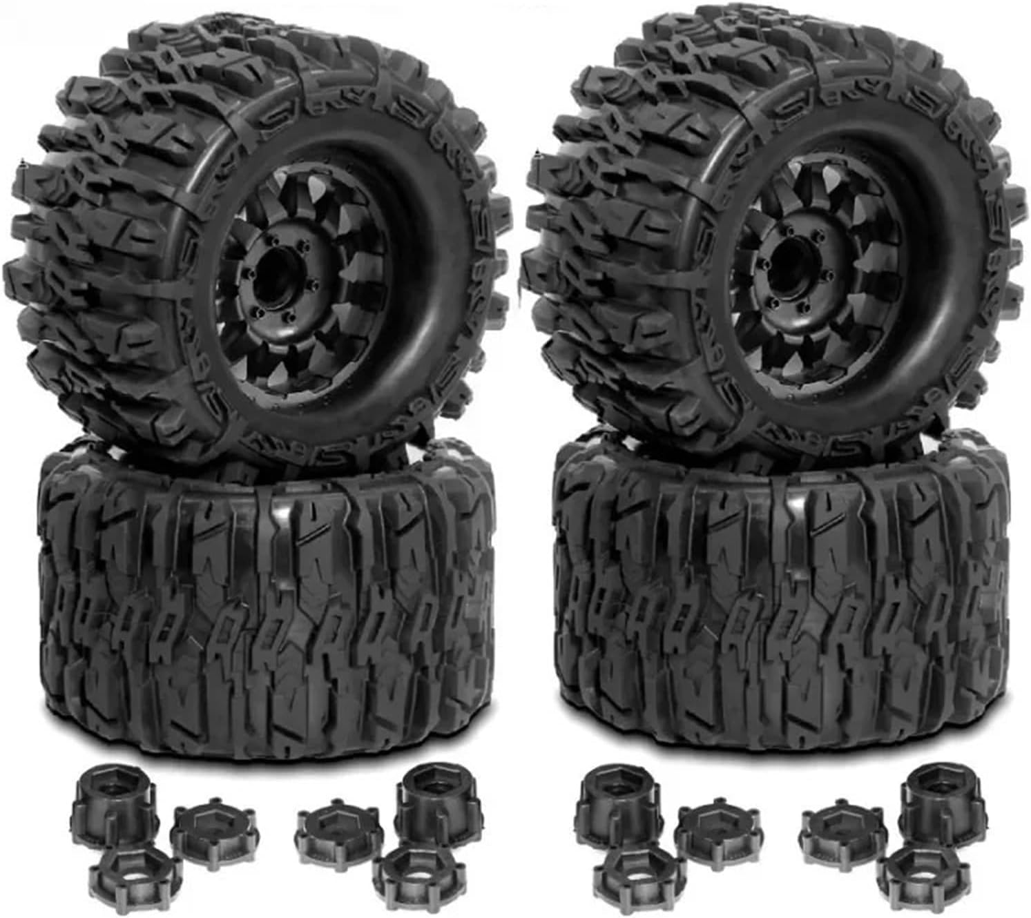 RC Repairs Models For 1/8 4PCS Tires 170mm Tyre Weel 17mm Hex Hub Rubber Sponge RC Car Monster Truck For Buggy(W227)