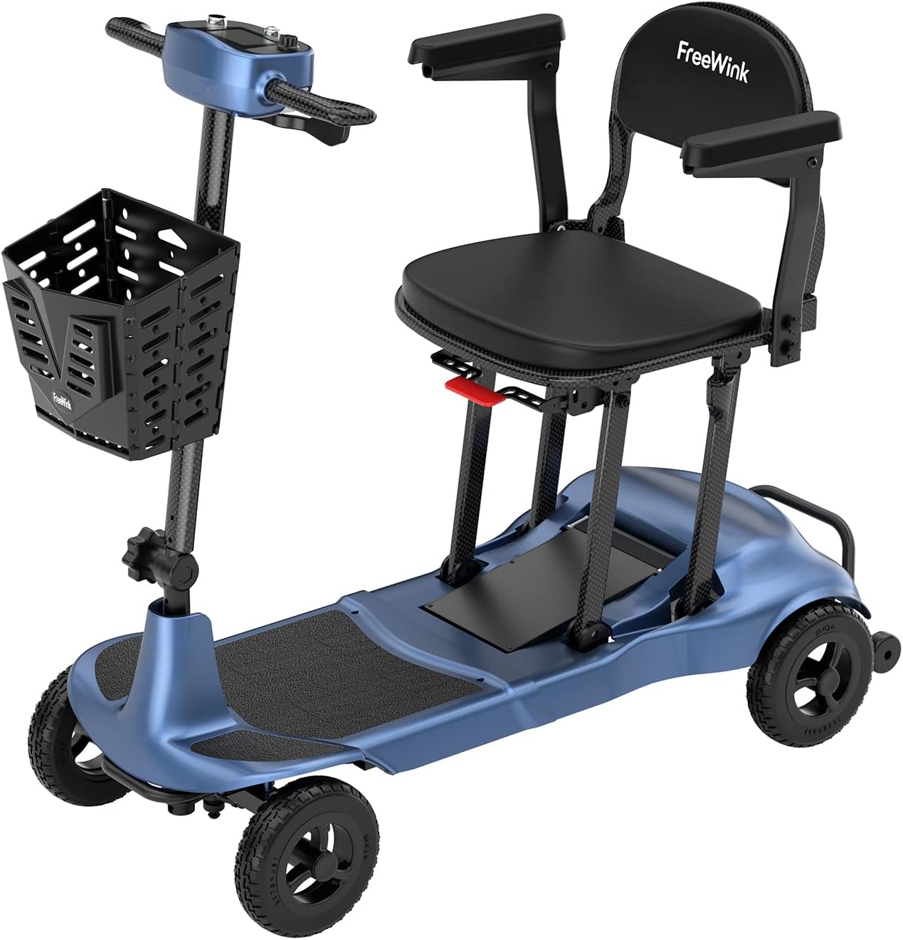 Mobility Scooters for Adults & Seniors - Ultra Lightweight 27.5 lbs Carbon Fiber Folding Electric Scooter - Airlines Approved All-Terrain Portable Scooter with Basket and Charger Included-Blue