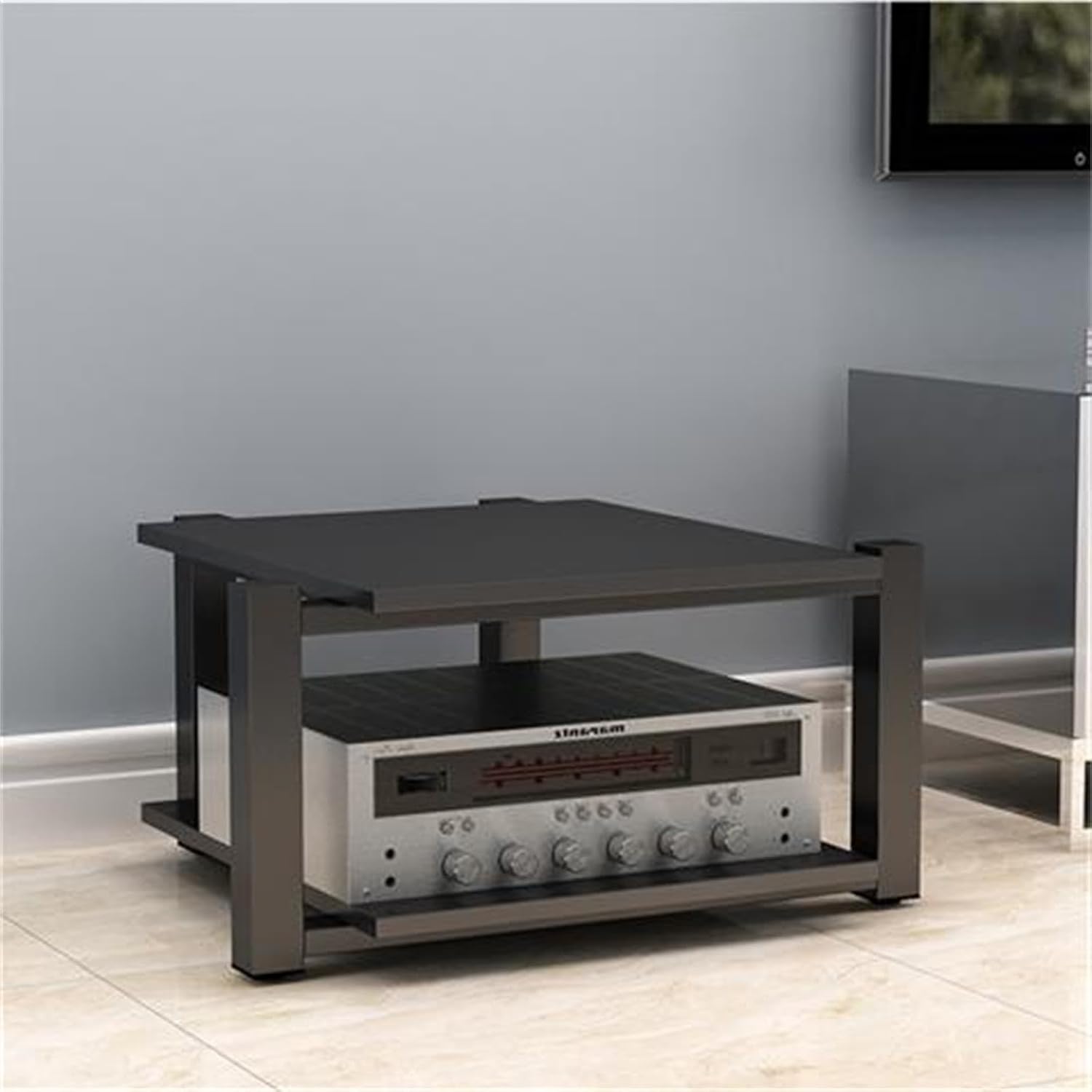 2-Tier Black Audio Rack